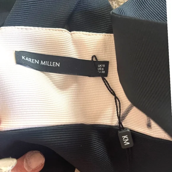 NWT‎ Karen Millen Midi Sheath Pencil Dress Cross Back Bodycon Ribbed Nude 6 - Picture 14 of 16